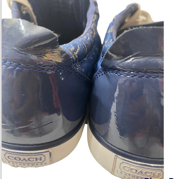 COACH Barrett Navy/Gold Metallic Poppy Signature Sneakers..Size:9.5 - Picture 6 of 11